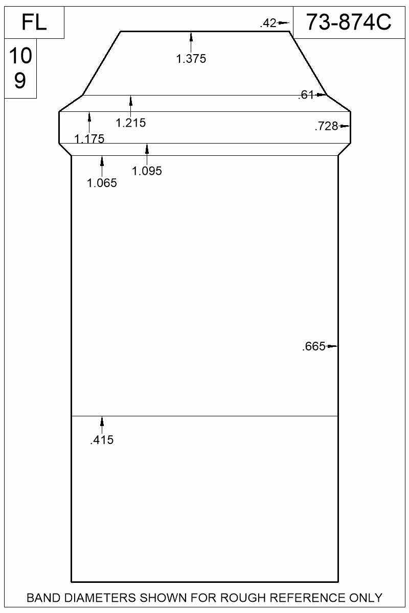 Dimensioned view of bullet 73-874C