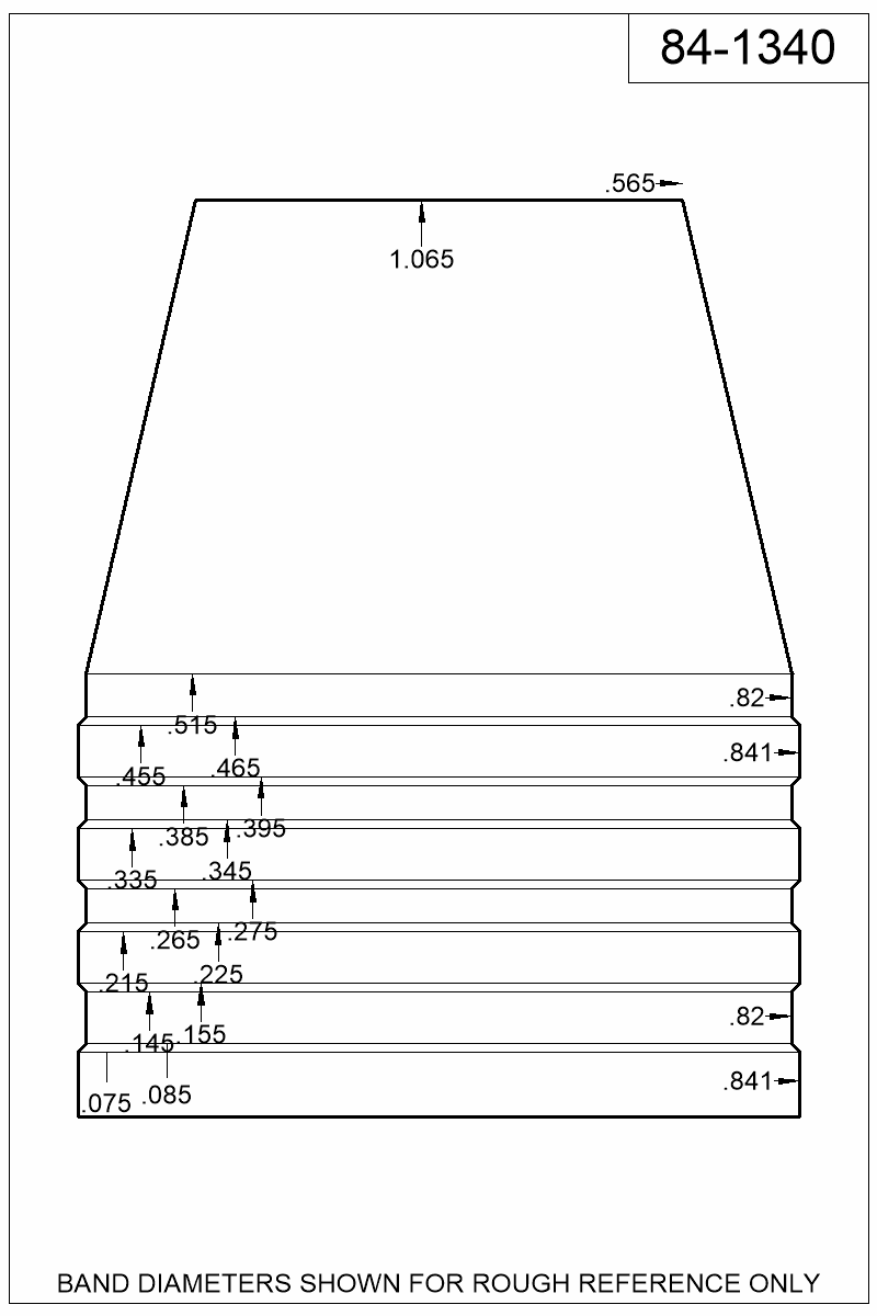 Dimensioned view of bullet 84-1340